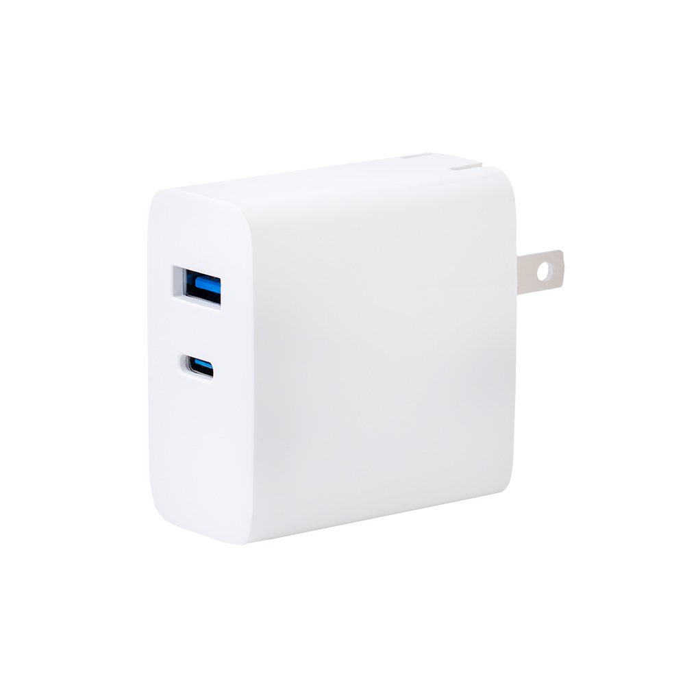 65W 2-Port GaN USB Type-C / USB-A Dual-Port Wall Charger Adapter