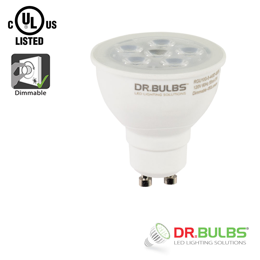 Dr.Bulbs MR16 GU10 5W Replace 50W Halogen 3000K Soft White Dimmable LED Bulb RGU10G 5 340D