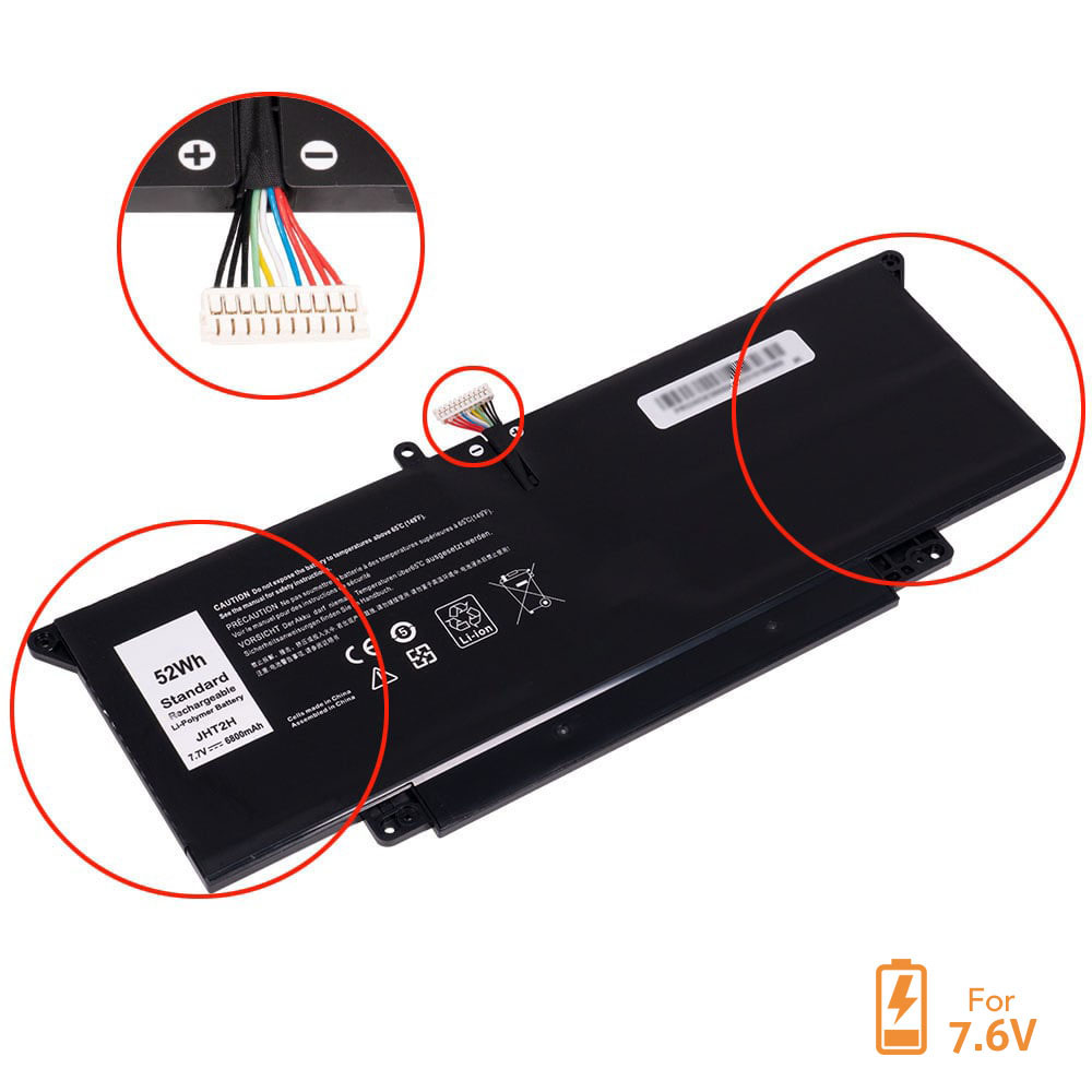Replacement Notebook Battery for Dell 7CXN6 7.6 Volt Li-Polymer Laptop Battery (6800mAh / 52Wh)
